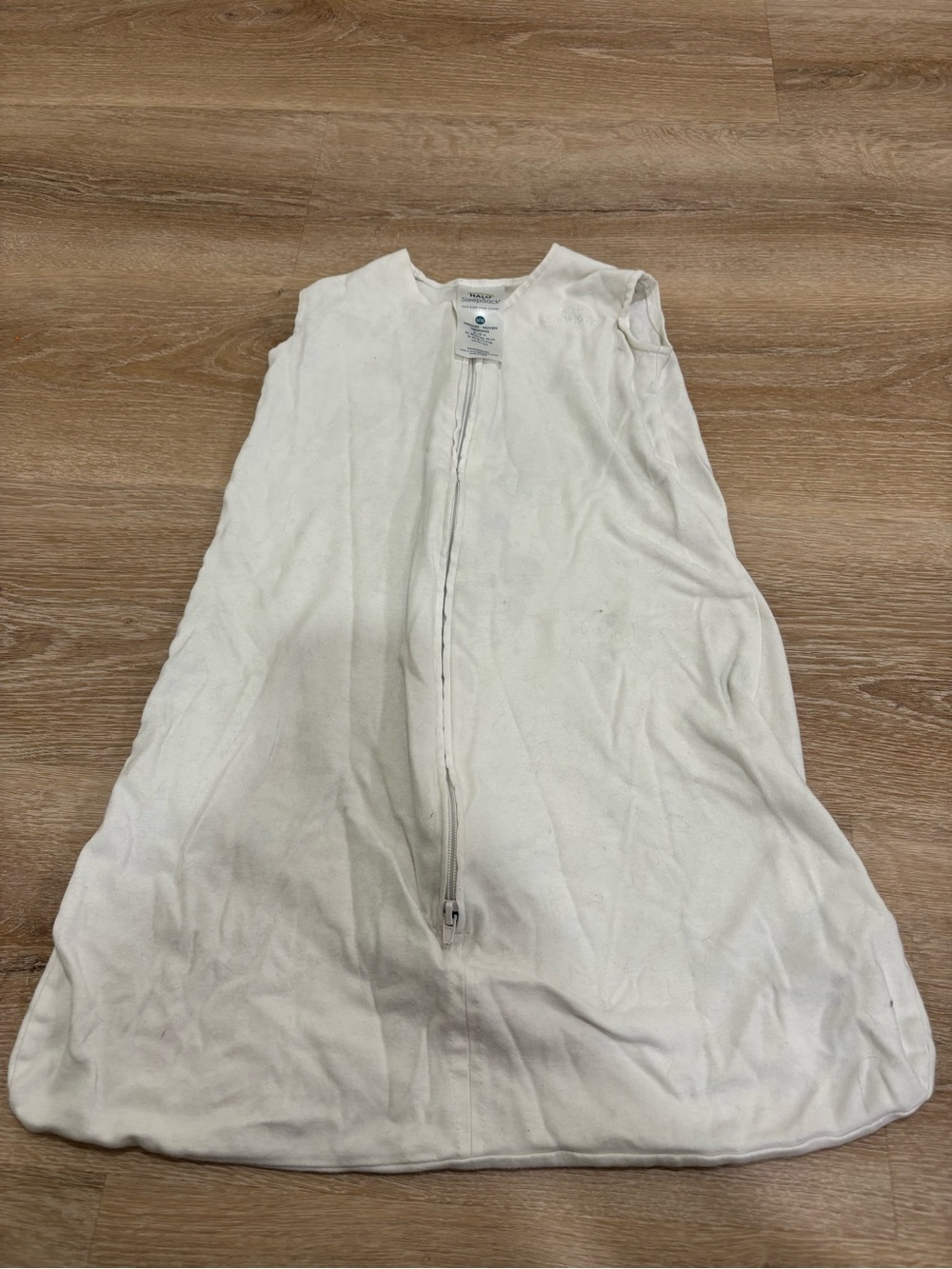 Halo White Sleep Sack - Soft Zippered Sleeveless 6-12 month